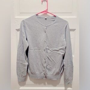 Uniqlo Light Gray Button-Up Cardigan
